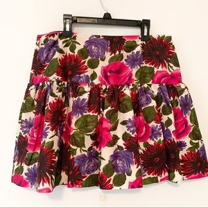 Tibi Full Skirted Silk Floral Mini Skirt